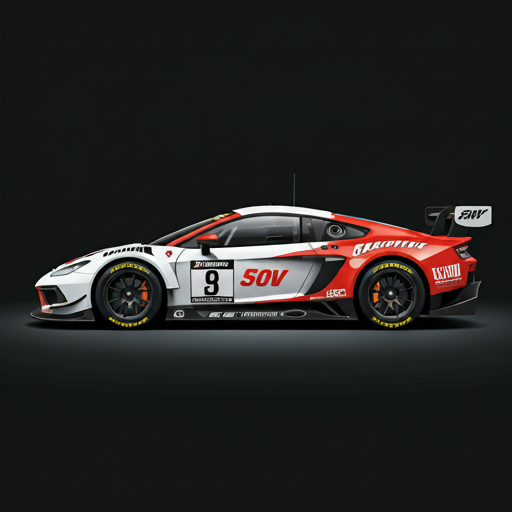 Race car on the high-banked oval at Wall Stadium Speedway at night